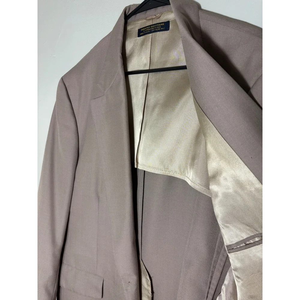 Brooks Brothers 44R Tan Wool Blend Blazer Half-lined Suit Jacket Made in USA
